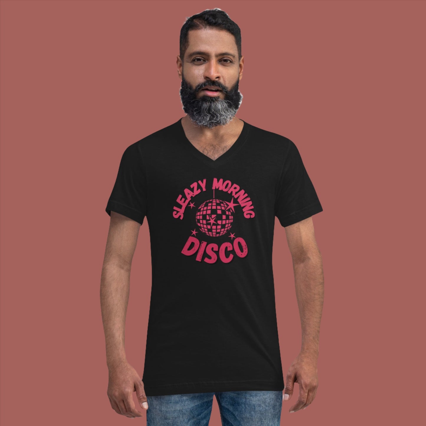 Sleazy Morning Disco Short Sleeve V-Neck T-Shirt - Unisex