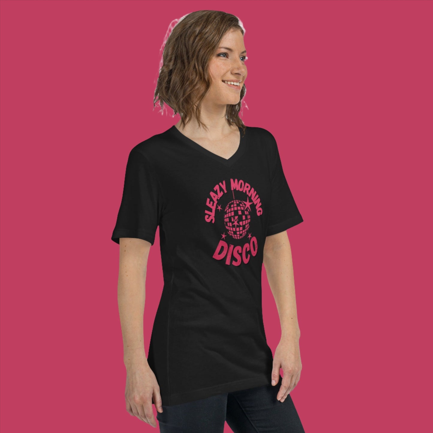 Sleazy Morning Disco Short Sleeve V-Neck T-Shirt - Unisex