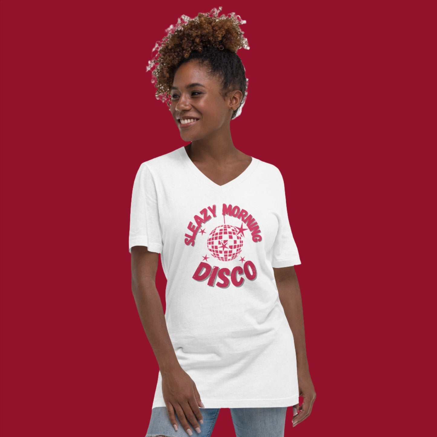 Sleazy Morning Disco Short Sleeve V-Neck T-Shirt - Unisex