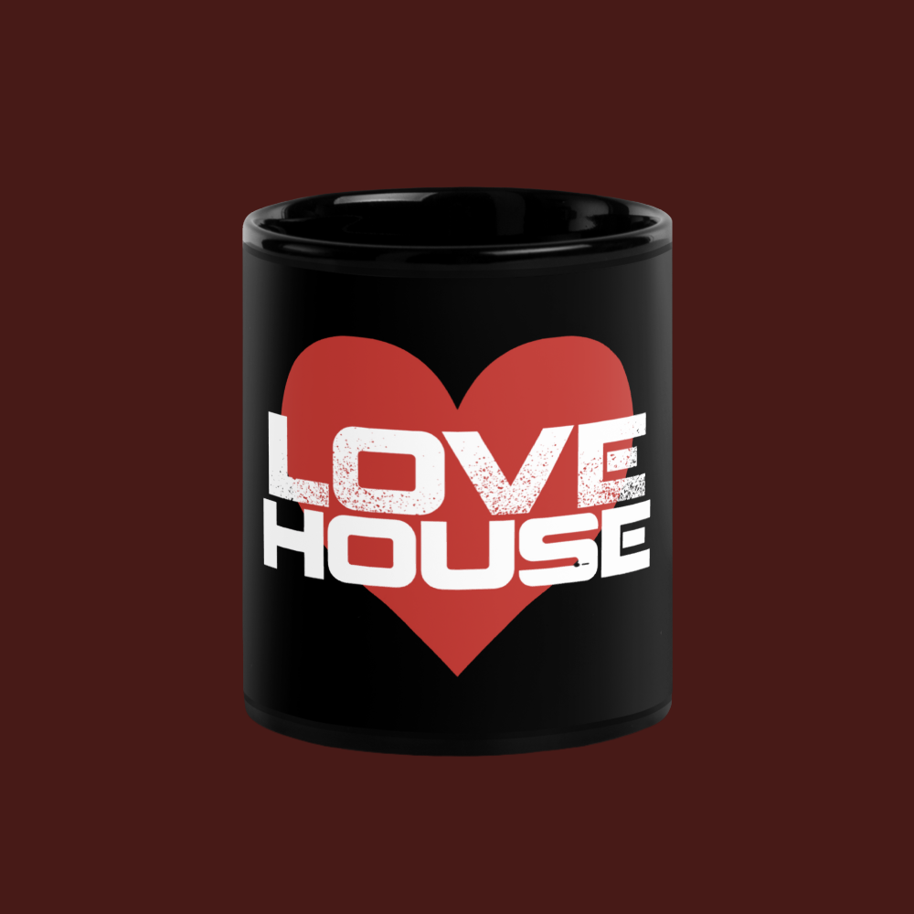 LoveHouse Black Glossy Mug