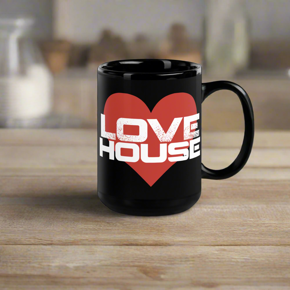 LoveHouse Black Glossy Mug