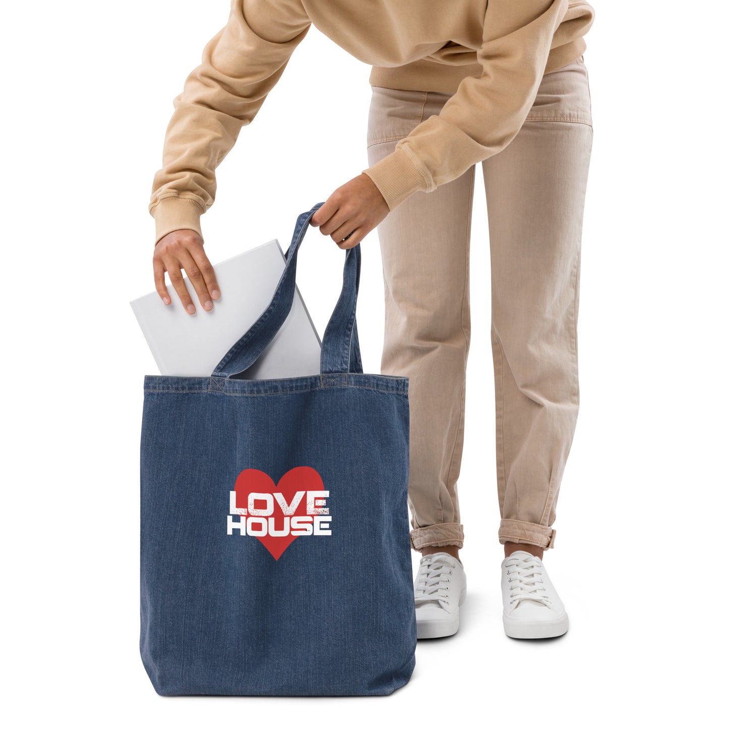 LoveHouse Series Organic Denim Tote Bag