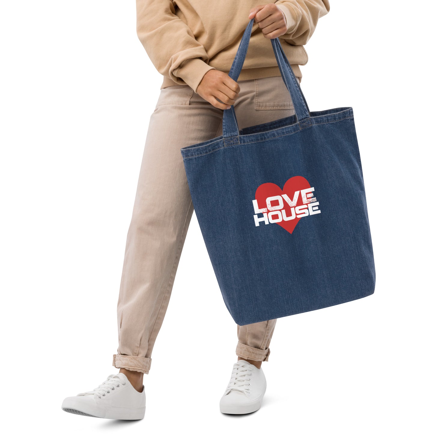 LoveHouse Series Organic Denim Tote Bag