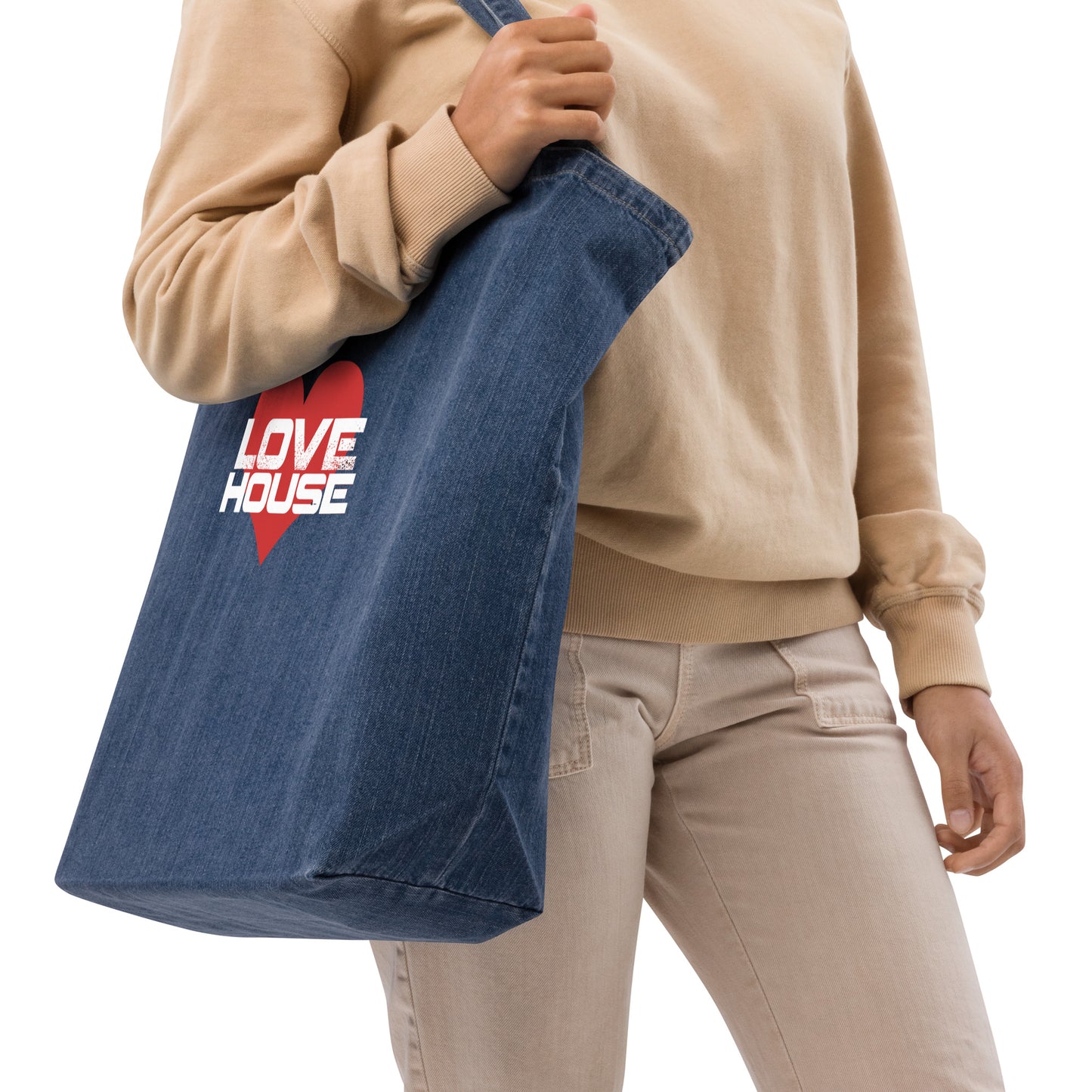 LoveHouse Series Organic Denim Tote Bag