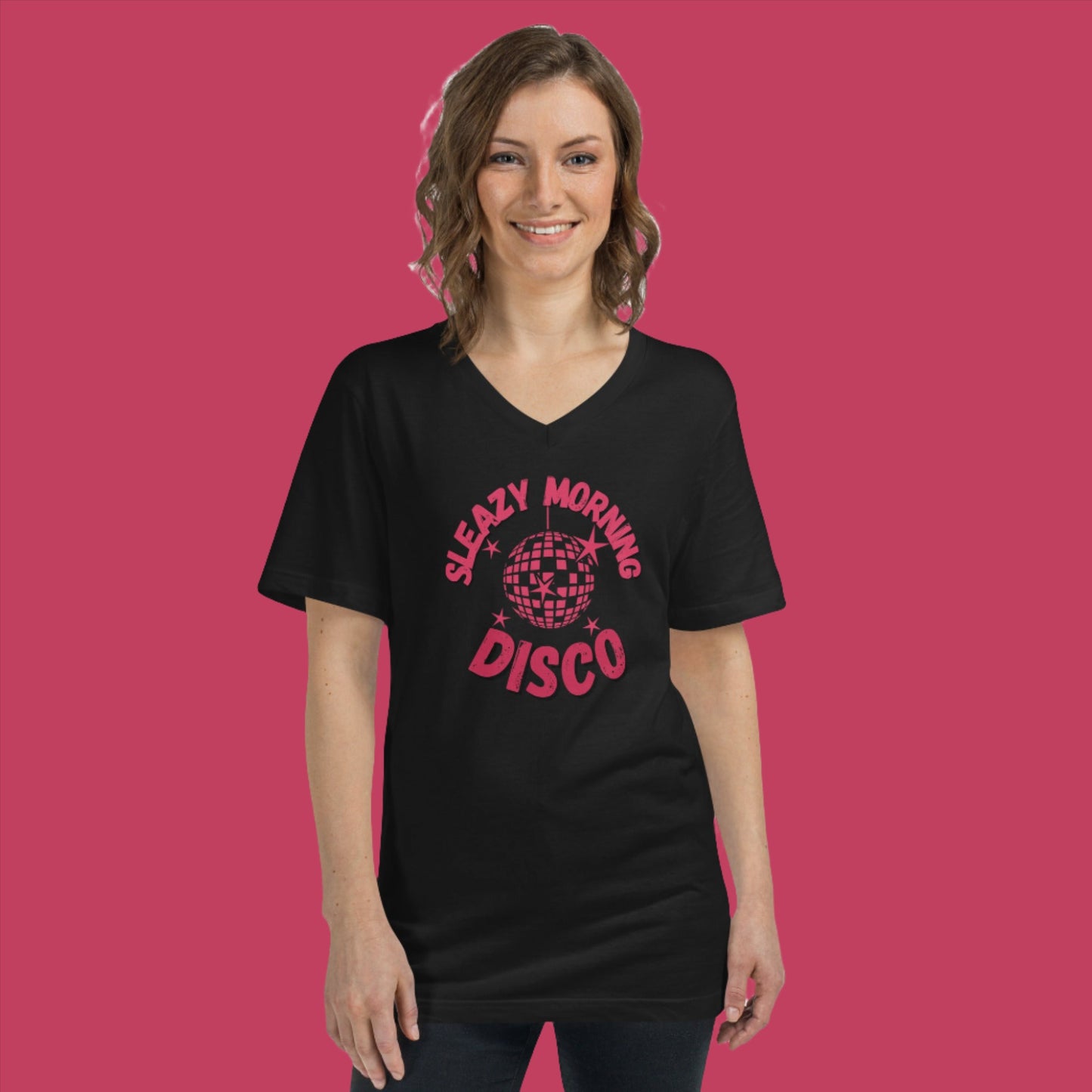 Sleazy Morning Disco Short Sleeve V-Neck T-Shirt - Unisex