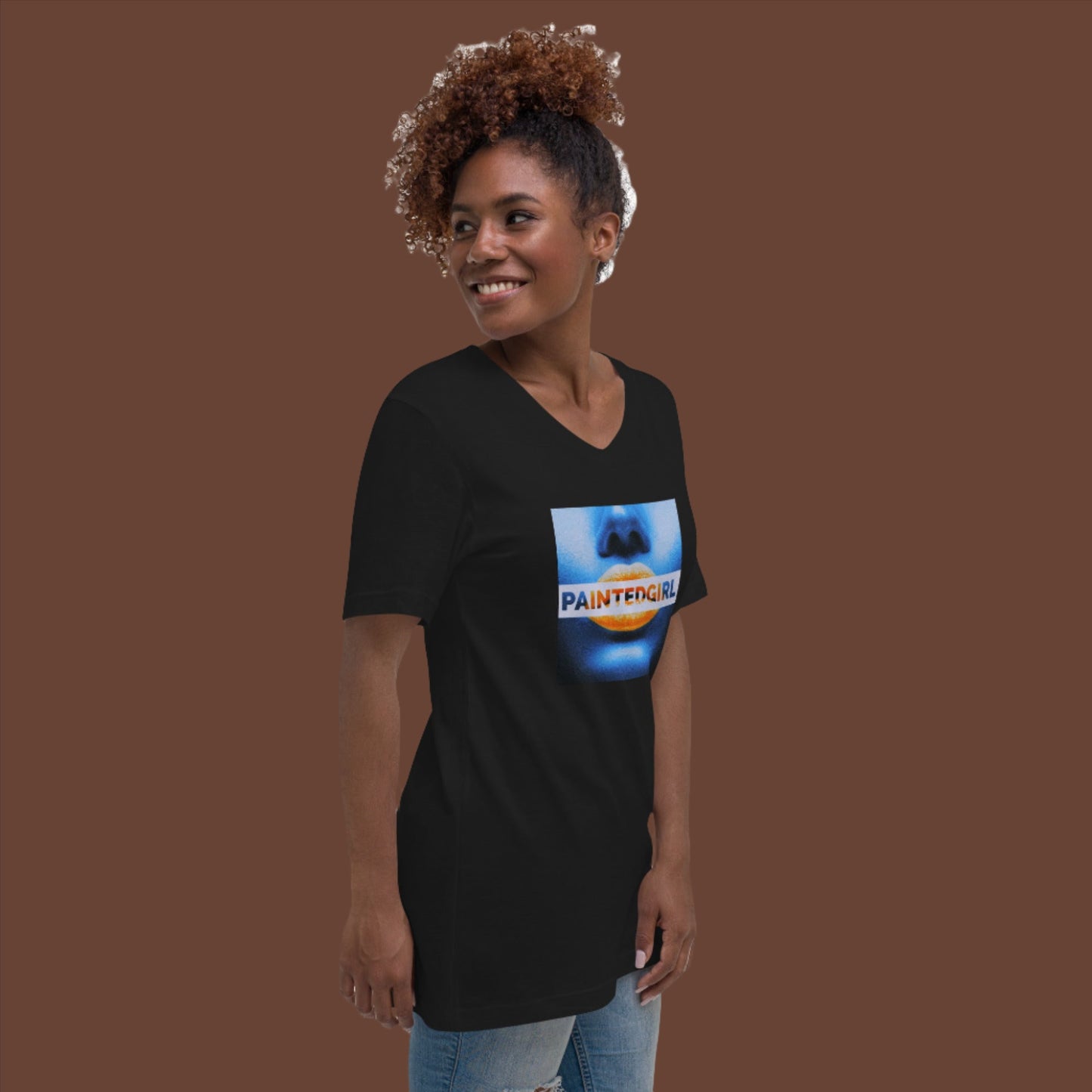 Painted Girl Short Sleeve V-Neck T-Shirt - Unisex