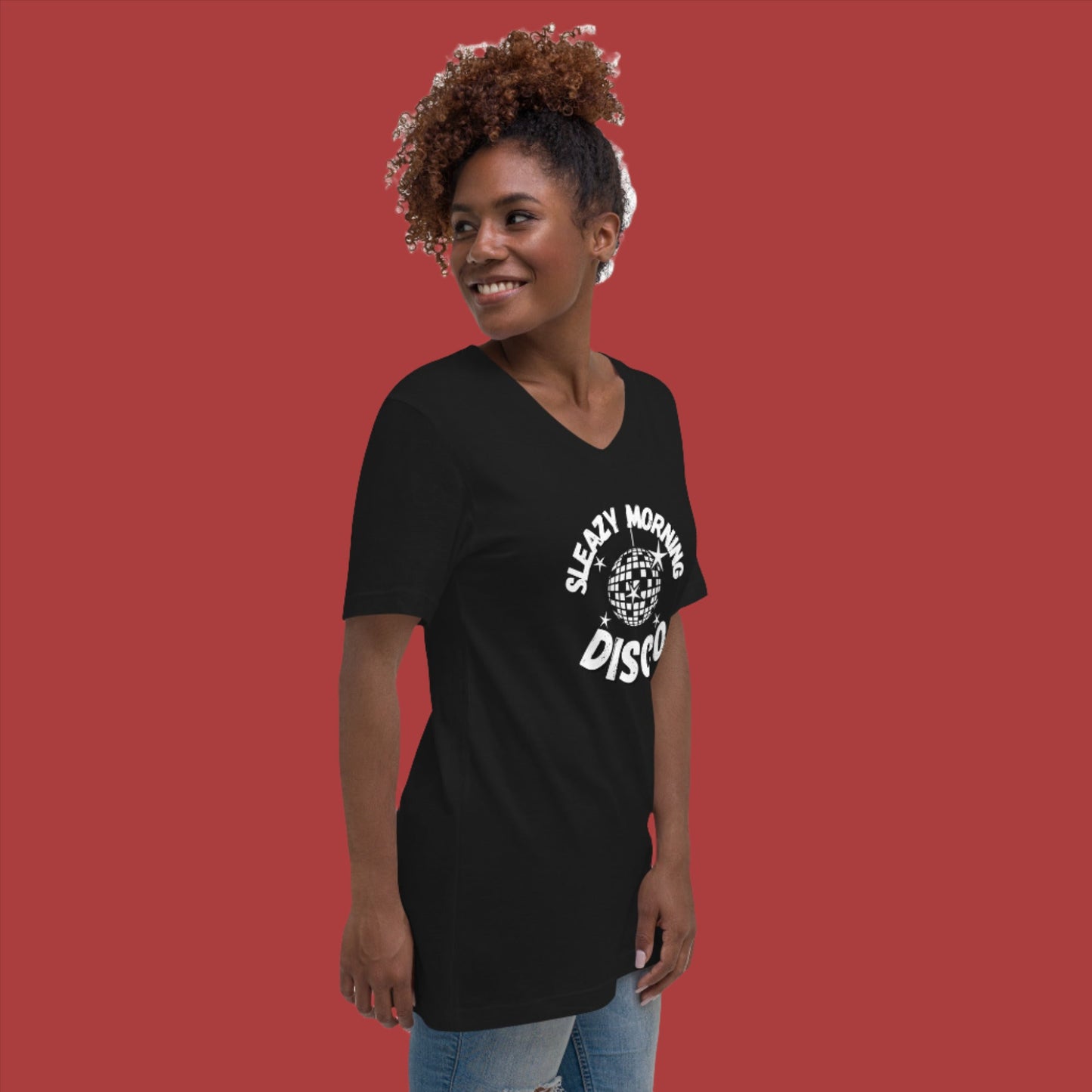 Sleazy Morning Disco Short Sleeve V-Neck T-Shirt - Unisex