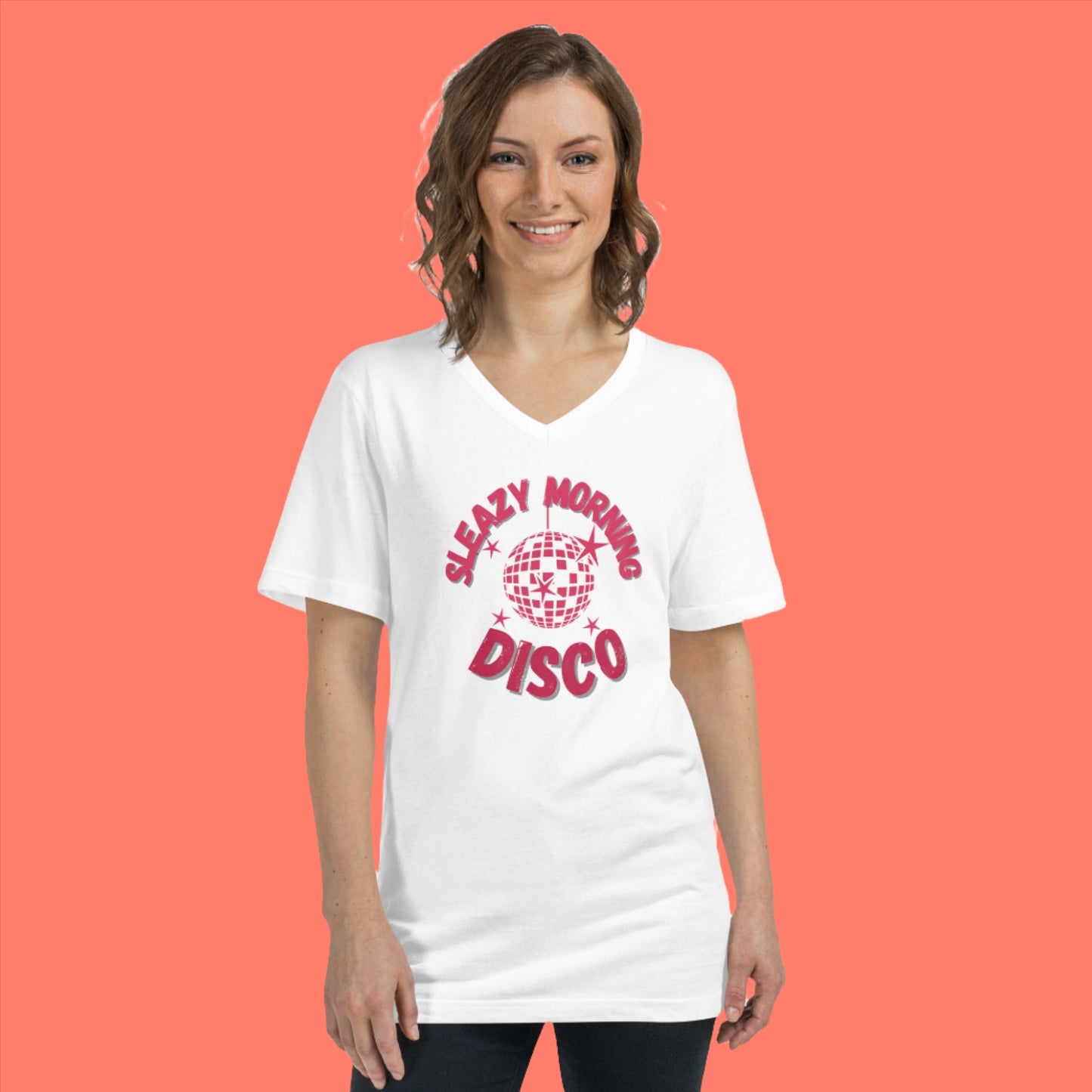 Sleazy Morning Disco Short Sleeve V-Neck T-Shirt - Unisex